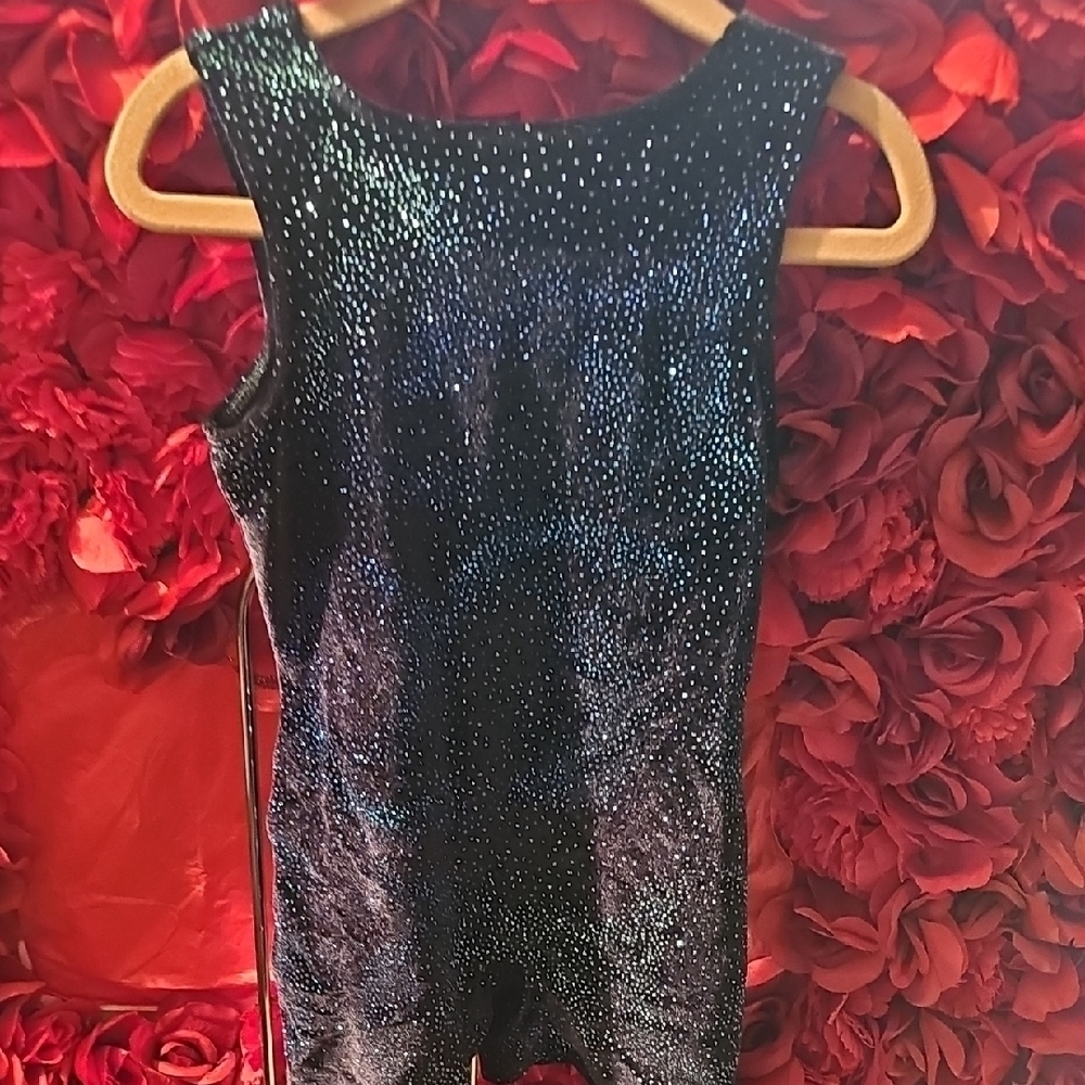 Danskin Sparkling Black and Blue Girls Leotard Size Small - Worn For Two Hours